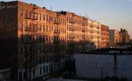 Bloque de pisos construidos en el Bronx de Nueva York 1950-1960