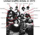 United Graffiti Artist en el año 1973, COCO 144, Hugo Martinez, Rican 619, LEE 163, Nova 1, Rick 2, Ray-B 954, Cano 1, SJK 171, Snake 1, Stay-High 149, Stitch I, Phase 2, Charmin 65, Bug 170